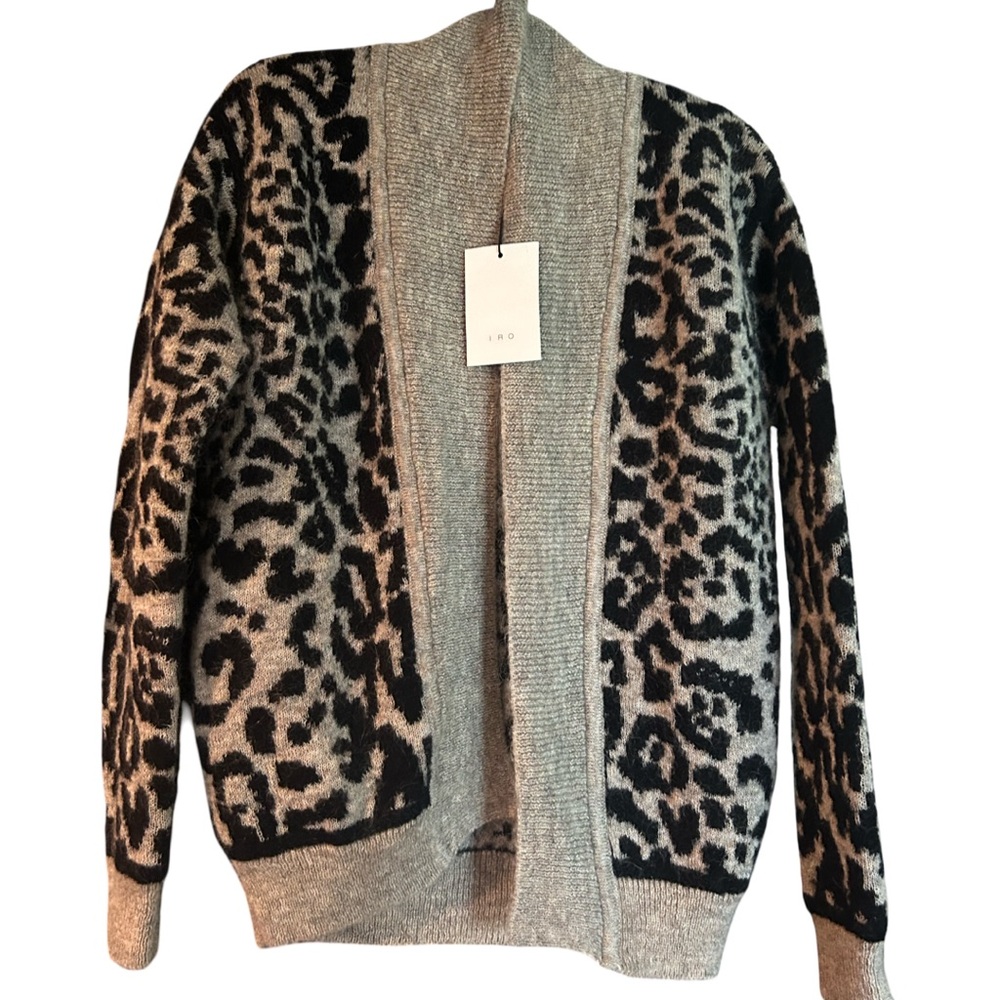 NWT IRO Beautiful Leopard Patterned Cardigan in Black and Gray Size M